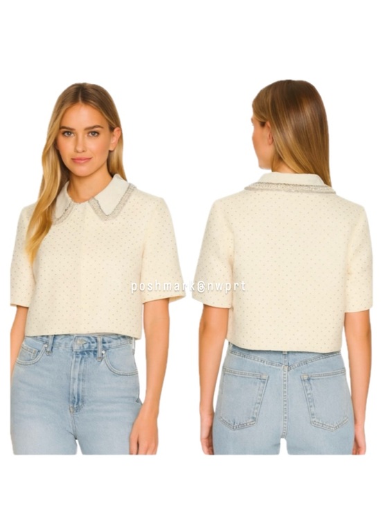 Sandro Jackets & Blazers - NWT 💯 SANDRO Paris Lahavane Rhinestone Crop Blazer Jacket Blouse Top 34 0 XS